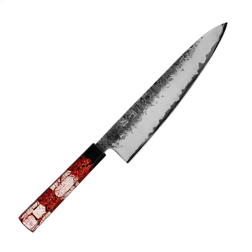 foto Kuchy�sk� n�� Chef/Gyuto 210 mm Konoll� Black Forging Aogami - Red